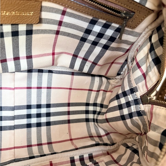 Burberry Tan Leather Satchel with Scarf Accent - Picture 12 of 13